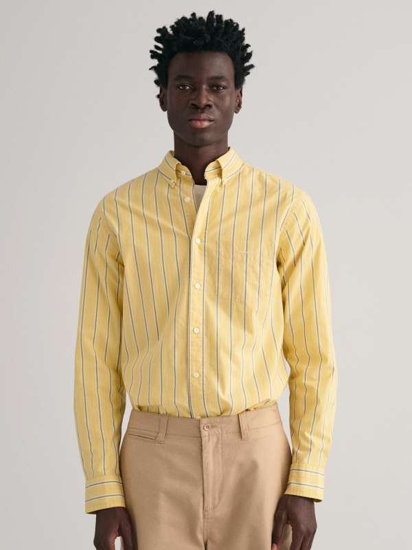 Yellow striped shirt shop mens