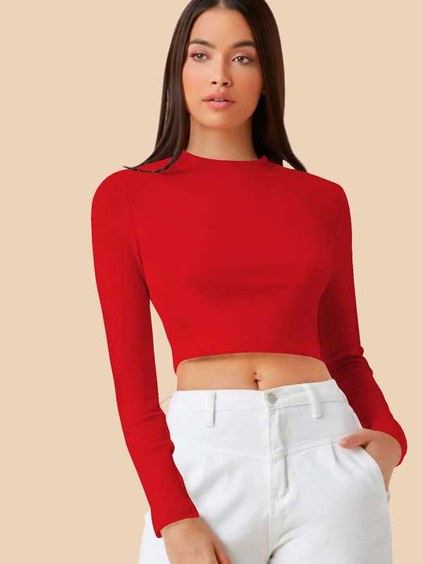 Buy online Women's Crop V Neck Top from western wear for Women by Showoff  for ₹479 at 70% off
