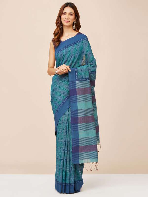Fabindia Blue Printed Saree Buy Fabindia Blue Printed Saree
