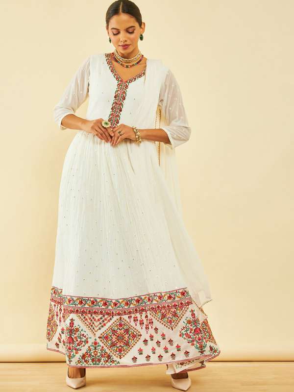 White anarkali myntra hotsell