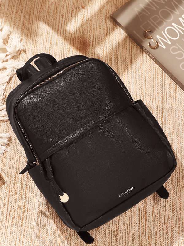Black pu backpack top