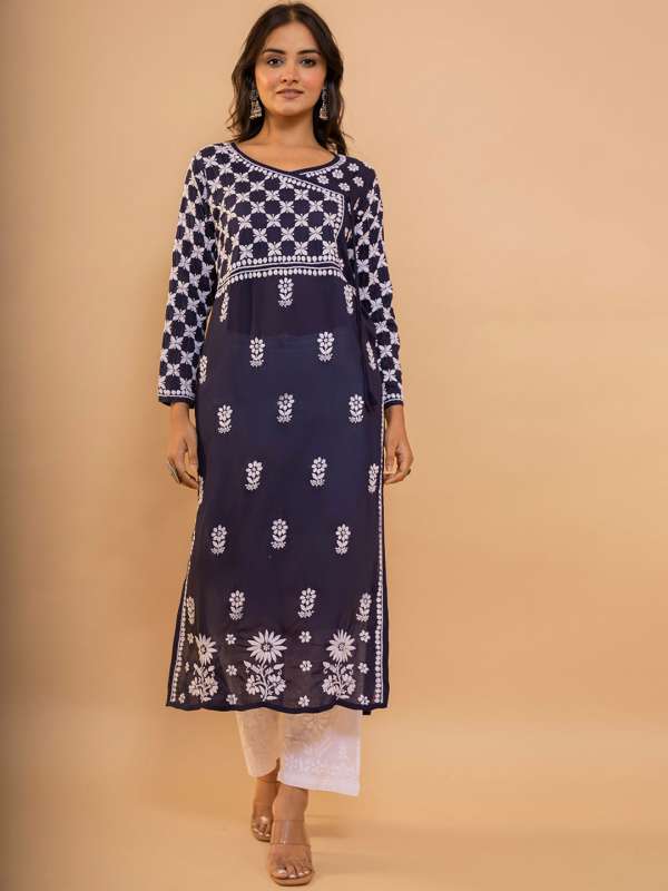 Virtue navy blue top & red printed kurti
