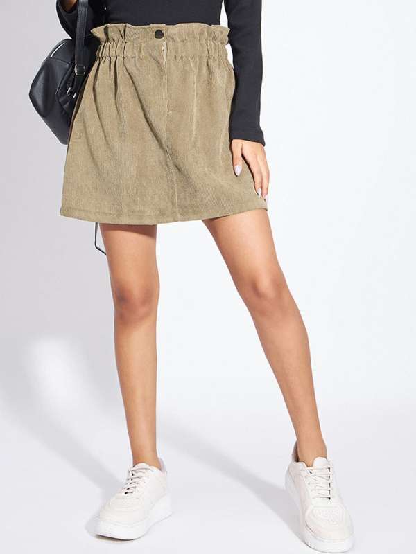 Brown corduroy skirt india best sale