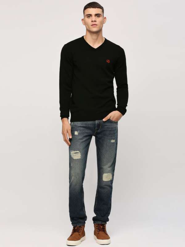 Pepe Jeans Black Solid Pullover Sweater Buy Pepe Jeans Black Solid Pullover Sweater online in India