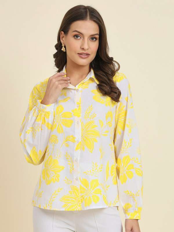 blue look Women Solid Casual White, Yellow Shirt - Buy blue look Women  Solid Casual White, Yellow Shirt Online at Best Prices in India