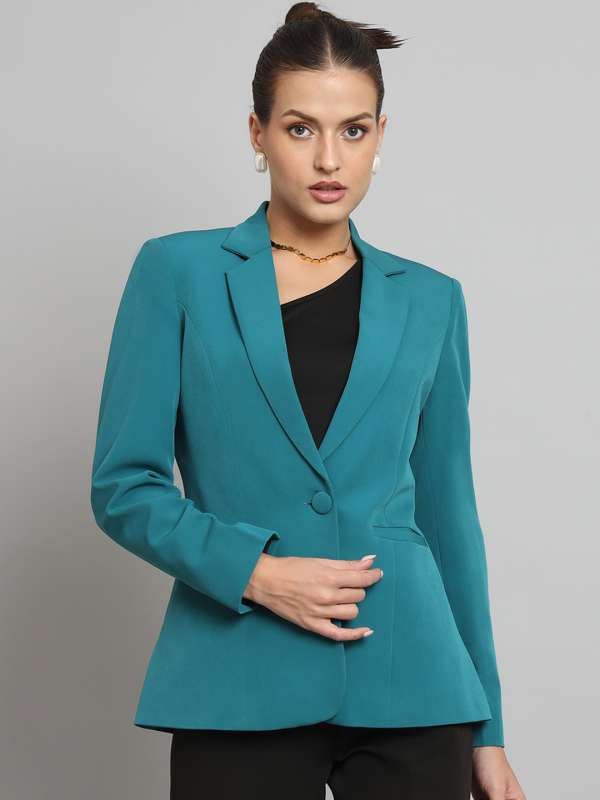 Teal best sale blazer womens