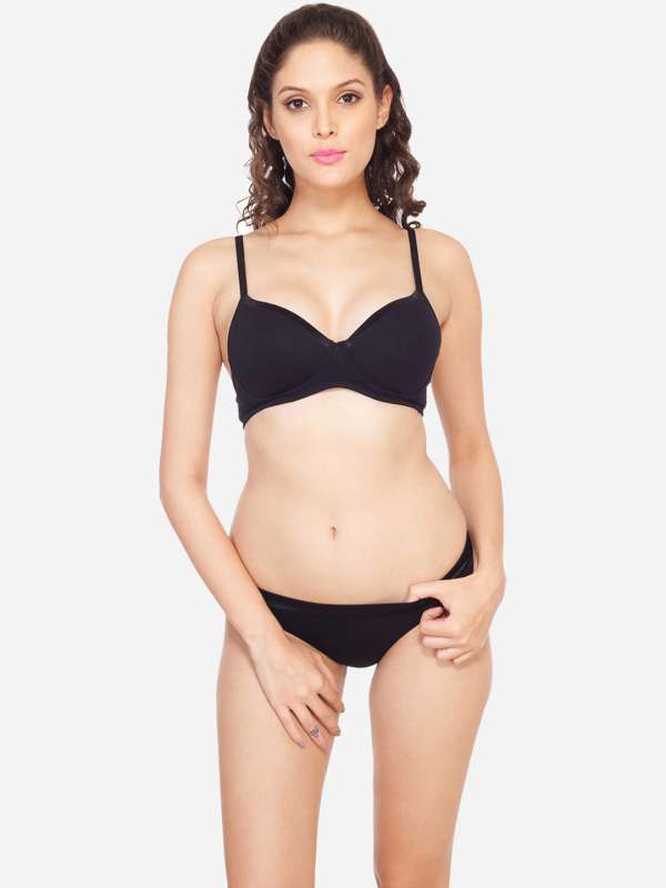Buy SOIE Non Padded Non Wired Lounge Bra with Mid Rise Seamless Full  Coverage Brief-Olive for Women Online in India