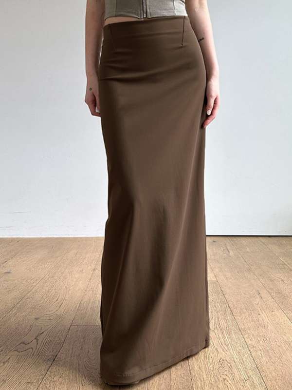 Plus size khaki skirt india discount