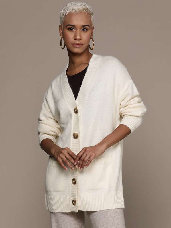 Cream v neck sweater women's sales