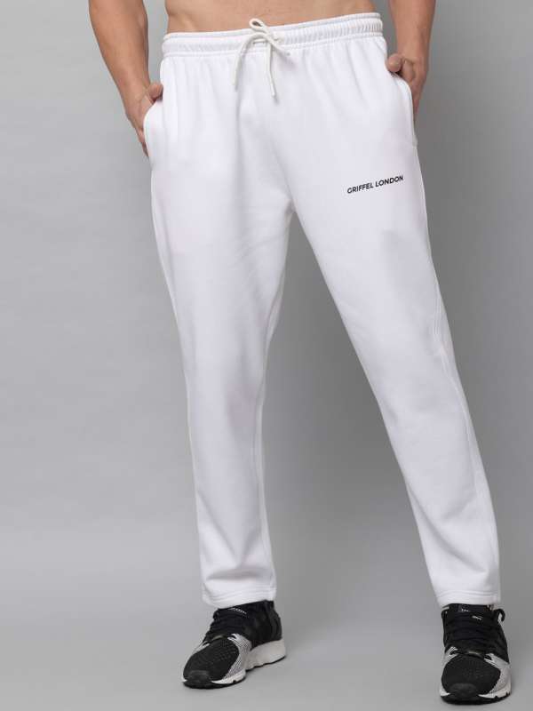 White fleece store track pants