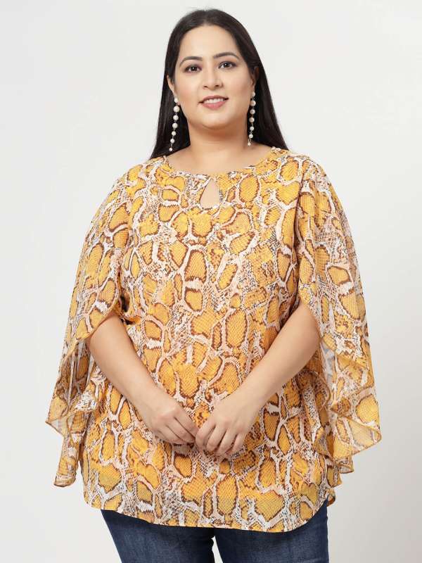 Yellow plus size tops top