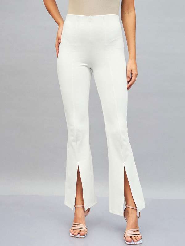 SASSAFRAS Women White Twill Parallel Trousers