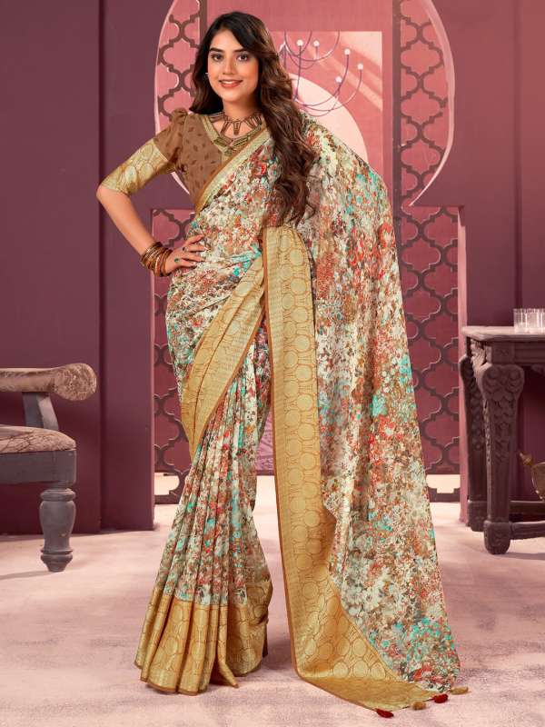 Brown Women Saree Dress Material W Soliver Saadgi Cation Biba Kira