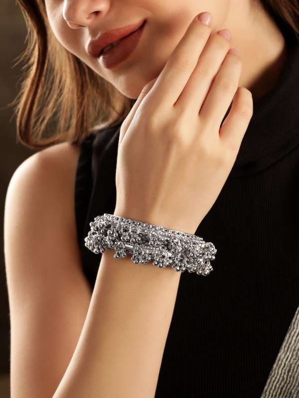Silver ghungroo bangles online shop