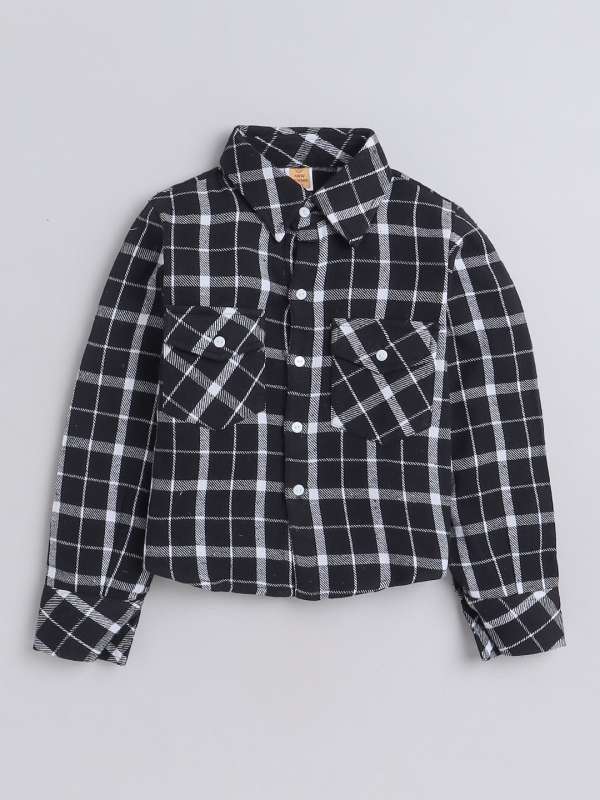 Girls black and white shirt hot sale
