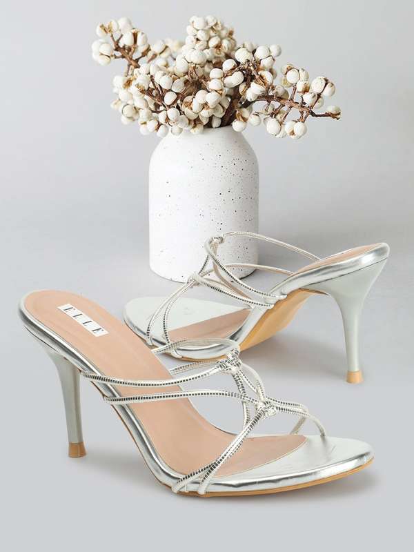 Silver strappy high heels cheap