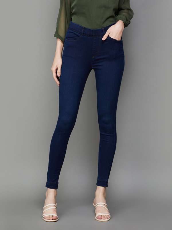 Buy Xpose Women Blue Solid Skinny-fit Denim Jeggings online
