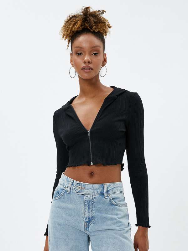 Open front sale cropped hoodie