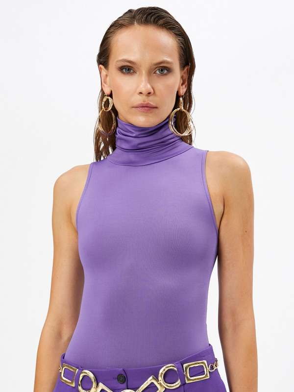 Plain Turtle Neck Sleeveless Top Myntra