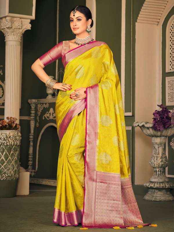 Yellow Saree Buy Trendy Yellow Saree Online in India Myntra