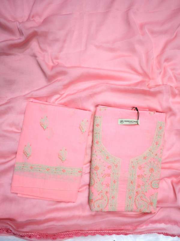 Cotton chikankari dress material online sales