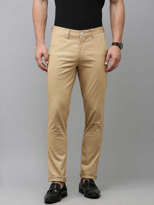 Buy COLOR PLUS Solid Cotton Blend Regular Fit Men's Trousers | Shoppers Stop-saigonsouth.com.vn