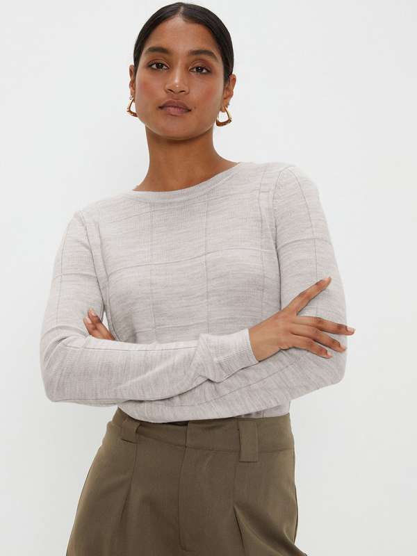 Dorothy Perkins Grey Self Design Pullover Sweater Buy Dorothy Perkins Grey Self Design Pullover Sweater online in India