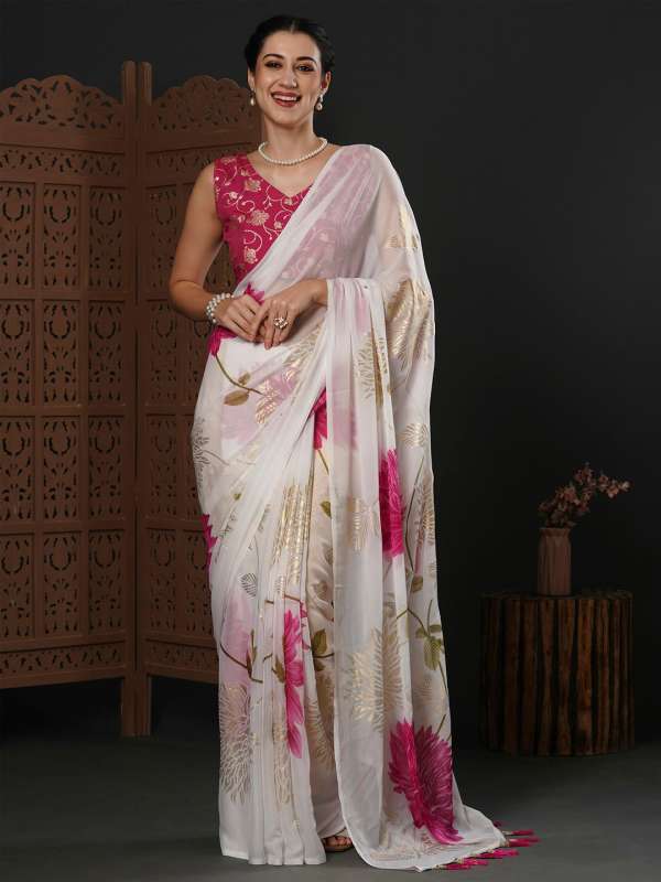 Myntra hotsell white saree