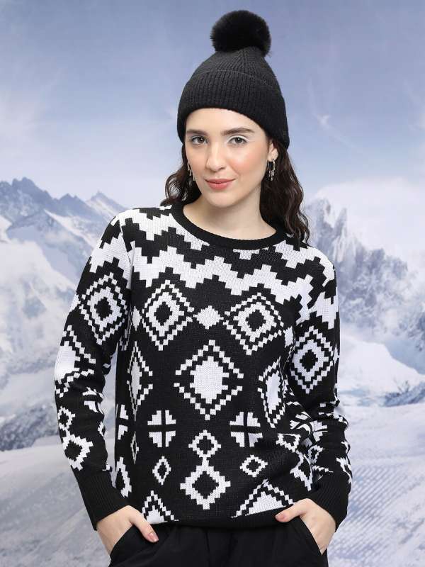 Black best sale printed sweater