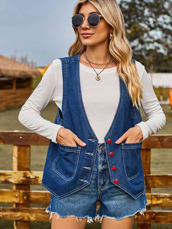 Denim waistcoat womens india store