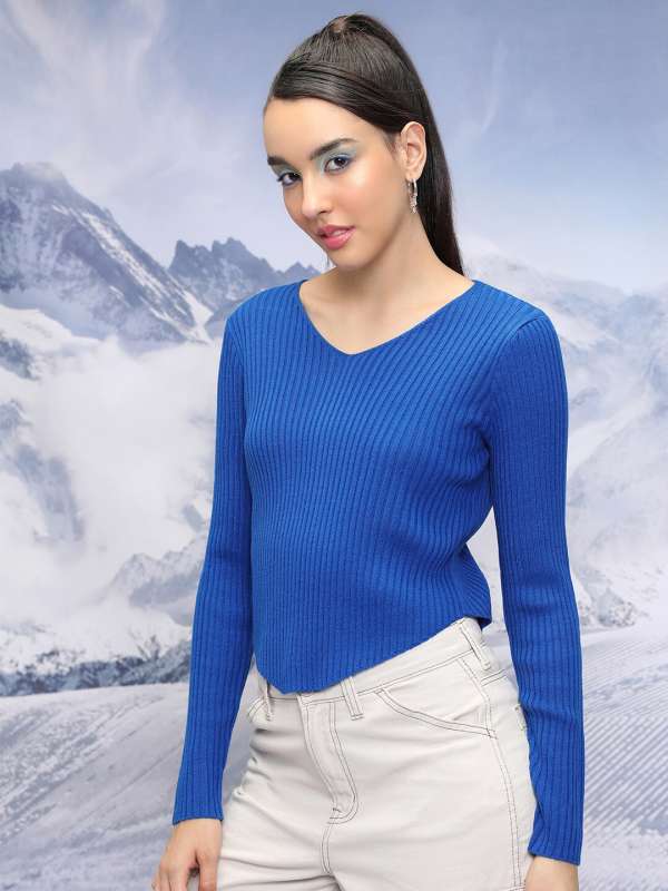 Light blue sales v neck sweater