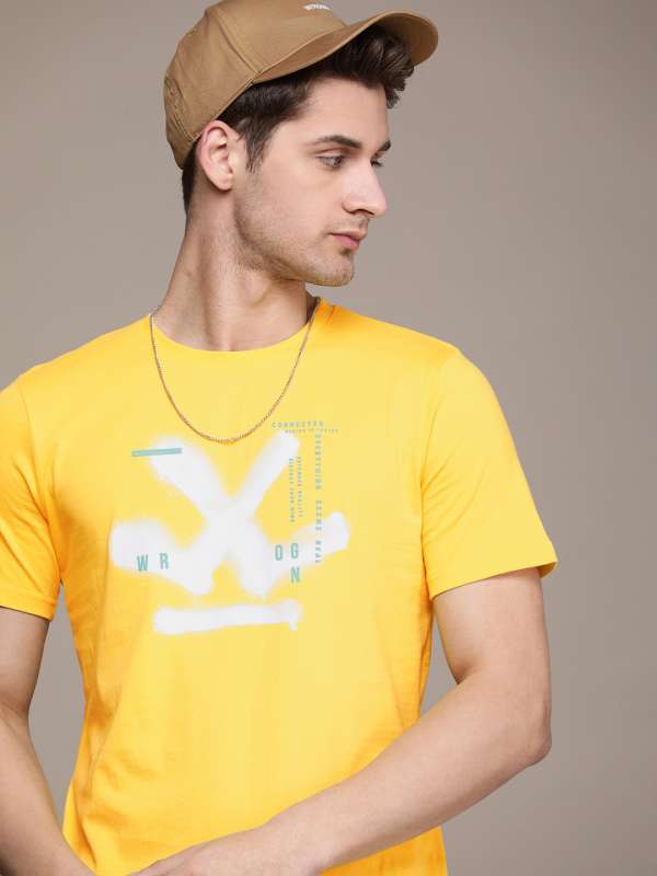 Wrogn yellow t shirt new arrivals