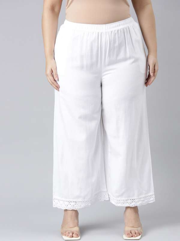 Plus size white palazzo pants store