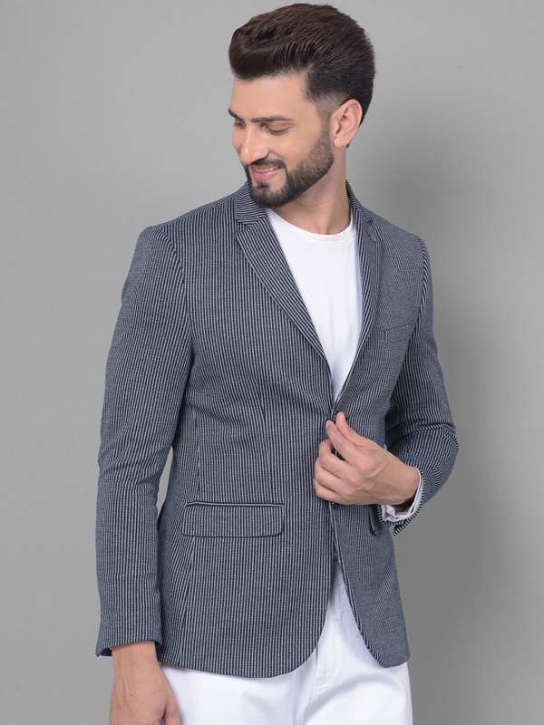 Blue white striped blazer mens online