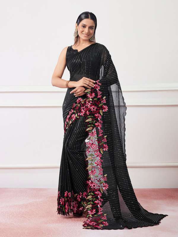 Black Party Saree Buy Black Party Saree online in India