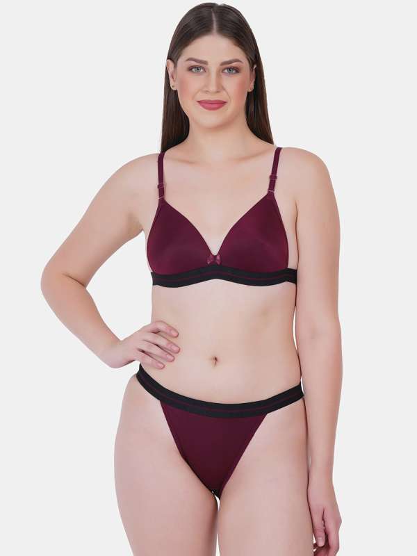Selfcare Set Of 2 Padded Bra & Panty Set In Pink & Red at Rs 599