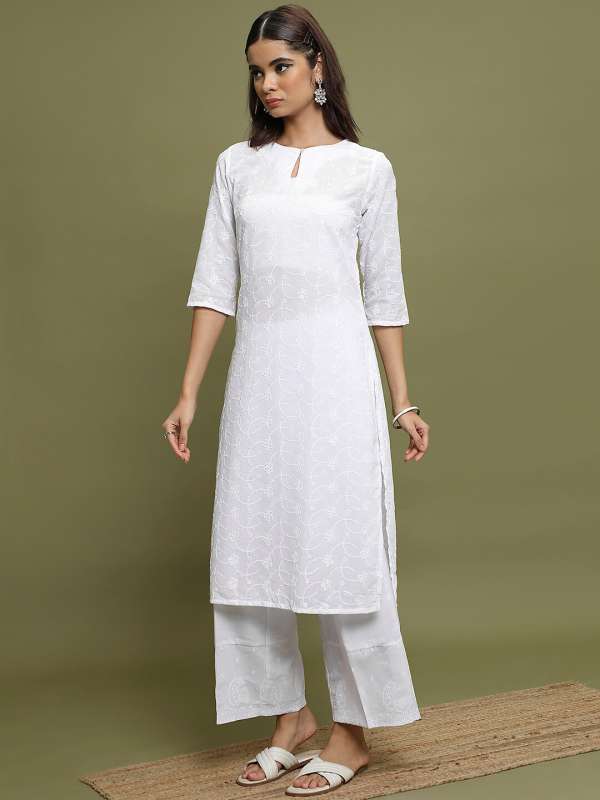 White 2024 churidar kurta