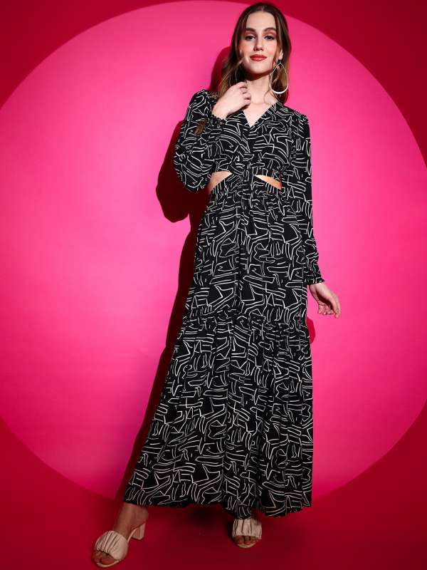 Myntra black cheap maxi dress