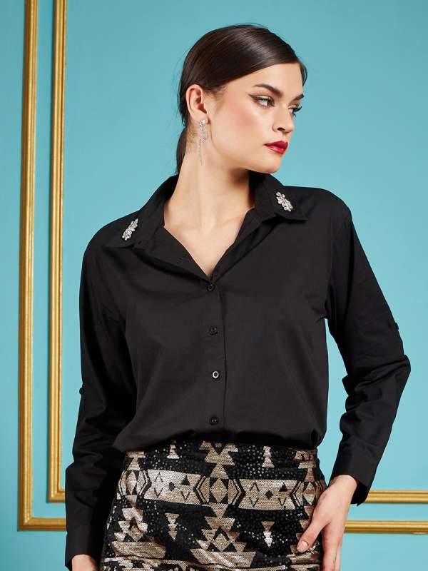 Buy Women Black Sequin Shirt Online at Sassafras