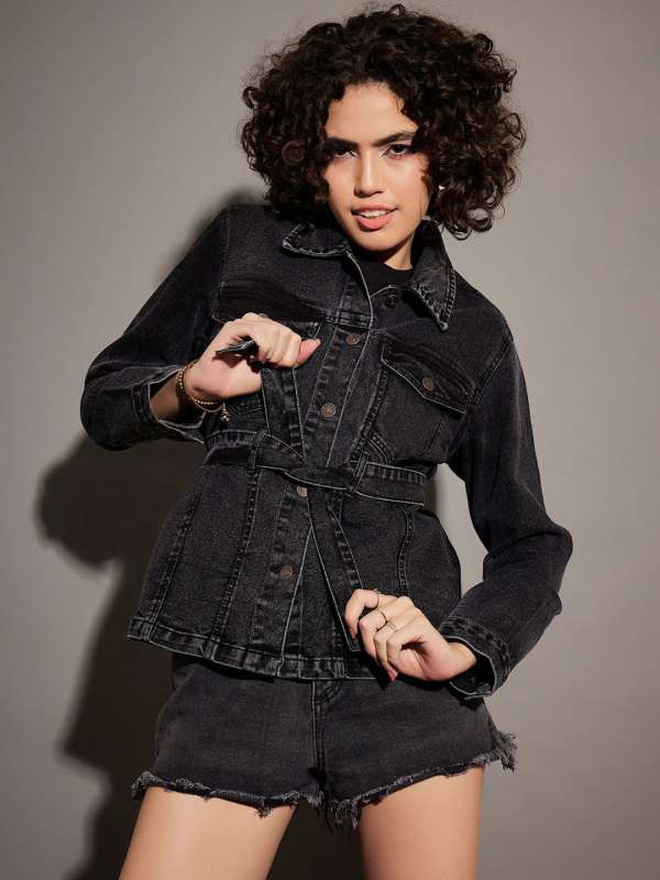 Bare denim leather jacket sale