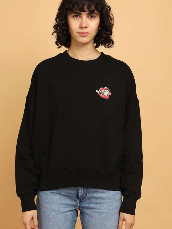 Wrangler Women Black Sweatshirts Buy Wrangler Women Black Sweatshirts online in India