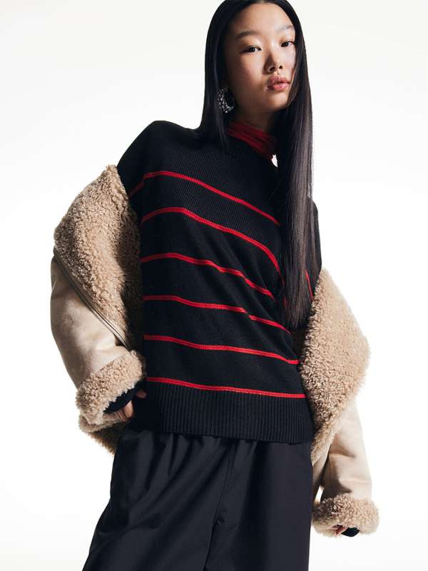 H and m black sweater best sale