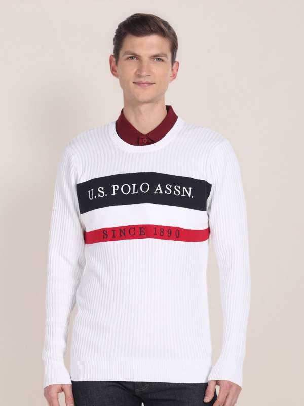 Mens white polo sweater sales