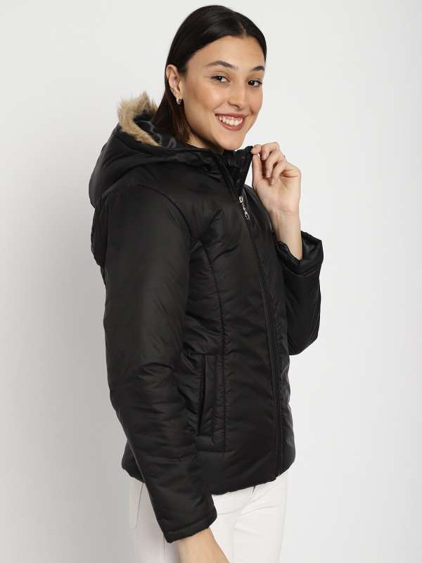 Buy SASSAFRAS Women Black Solid Cropped Puffer Jacket - Jackets for Women  12738032