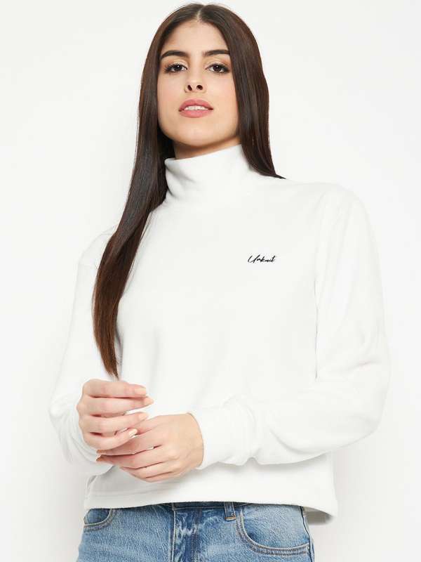 High neck top white sweatshirt