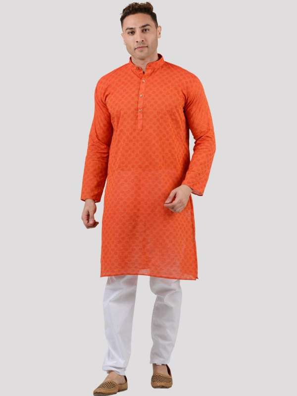 Orange Men Kurta Pyjama Buy Orange Men Kurta Pyjama online in India