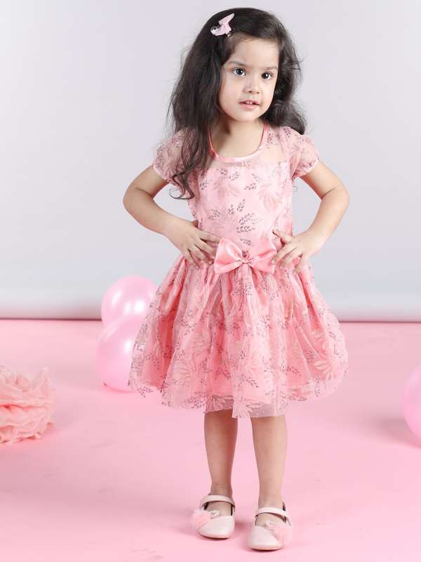 Peach colour dress for baby girl on sale
