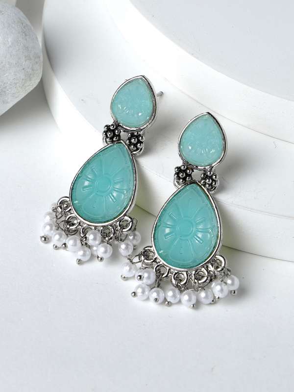 Blue earrings for saree hotsell