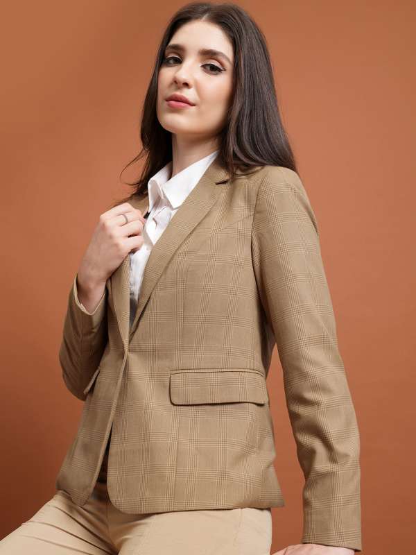 Tan coloured blazer womens sale