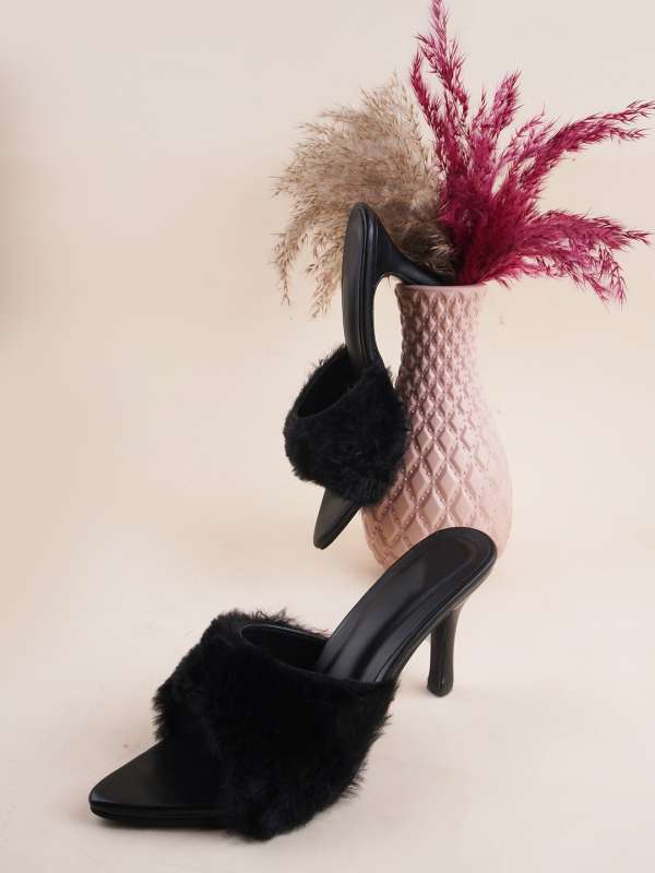 Fur sale sandals heels